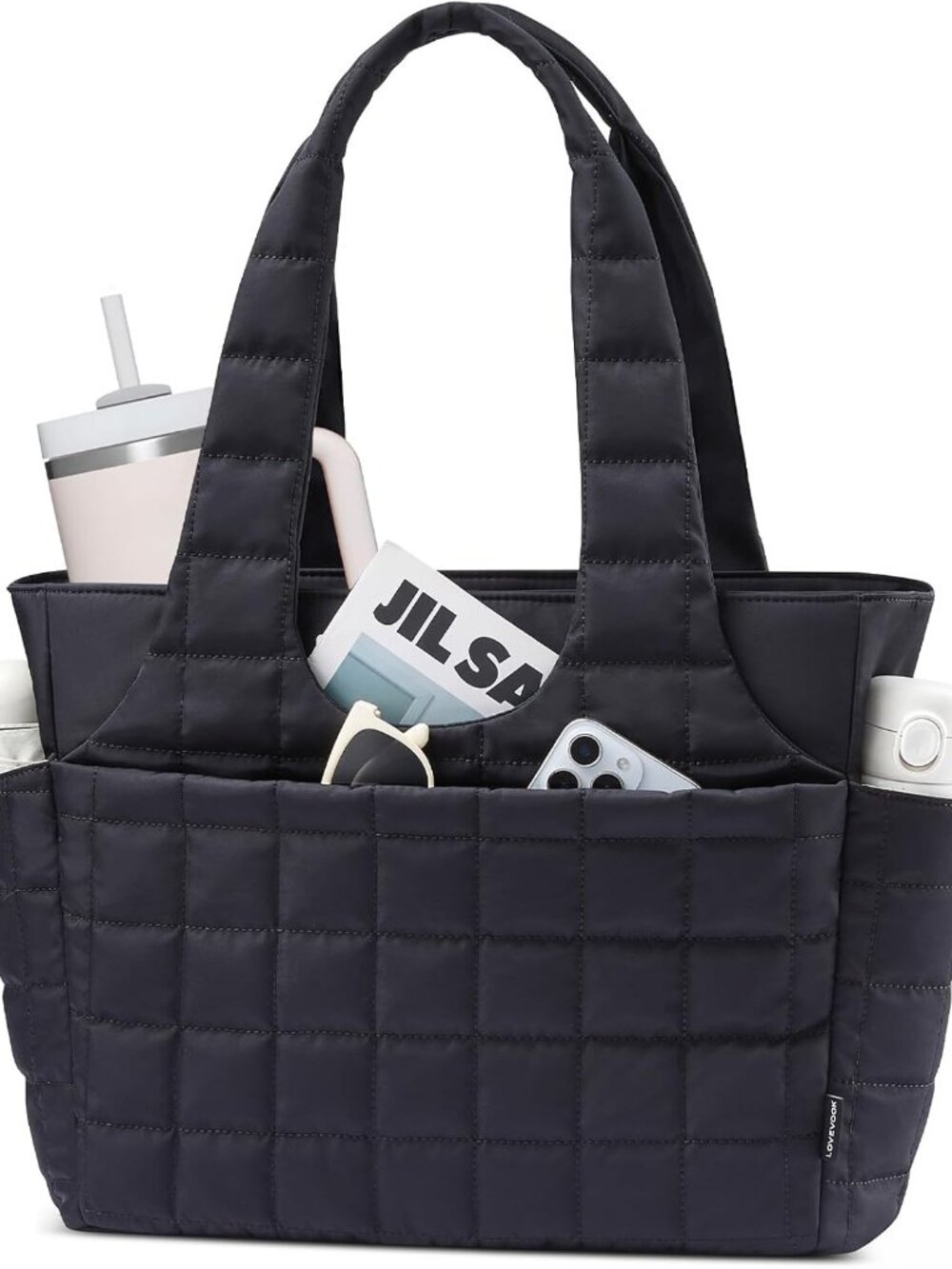 Quilted Puffer Laptop Tote for Women – 15.6" Lightweight Work Handbag, 1.43 lbs,